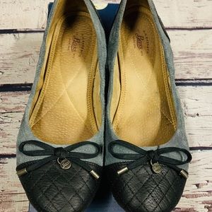 GH Bass Lacy Quilt Suede Grey Black Flats 8